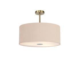 DK0508  Baymont 60cm Semi Flush Flush 5 Light Antique Brass, Antique Gold/Ruby, Frosted Diffuser